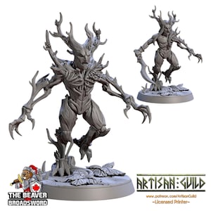 Barkwraith Spriggan E, Fighter, Monster, Fey, Dryad, DnD, Elven- High Quality Resin Printed 28mm 32mm Tabletop Miniature, Tough Figurine