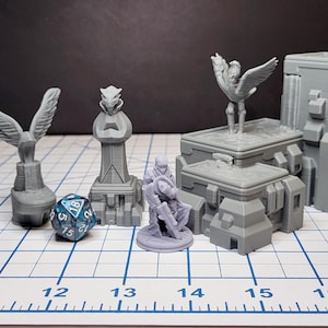 Sci-fi Scenery - Fountains and Statues - EC3D Design, Infinity, Legion, Scifi, Cyberpunk, Starfinder, courtyard, office, futuristic terrain