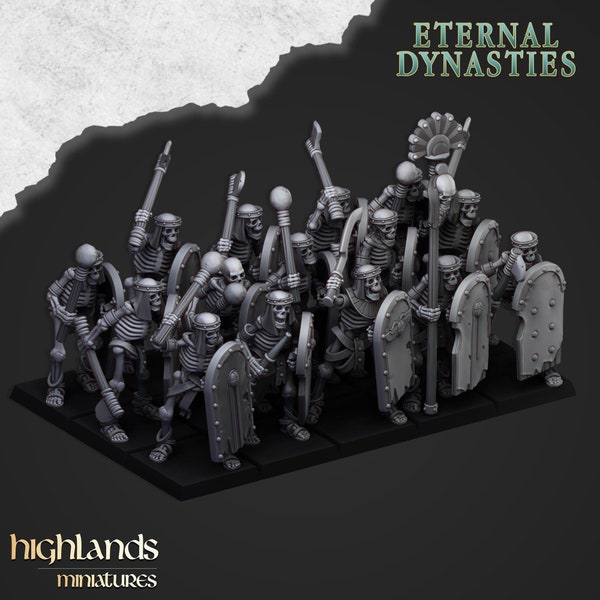 Ancient Skeletons with Melee Weapons - Highlands Miniatures | Undead | Skeleton | Lich | Ancient | Desert | Fantasy | Pathfinder | Wargaming