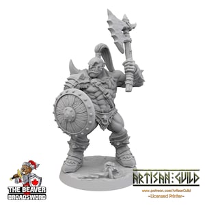 Axe and Shield Orc Barbarian dnd mini - Artisan Guild | Barbarian | Warrior | Fighter | Goblinoid, Pathfinder, TTRPG, Wargaming, Monster