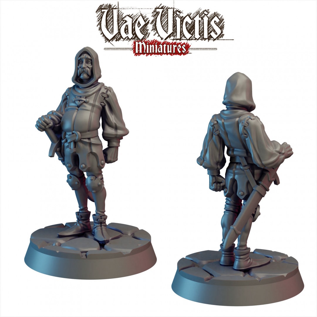Tired Old Guard 28/32mm Mini Vae Victis Dnd Townsfolk Fighter Human