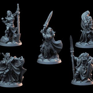 DnD Miniature Party Set 7 - 28mm Adventuring Group - Sorcerer | Fighter | Paladin | Rogue | Barbarian | Pathfinder 2E | DnD 5E | Mini Set