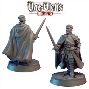 Knight 28/32mm mini - Vae Victis | DnD | Human | Fighter | Paladin | Male | Pathfinder | TTRPG | Wargaming | Frostgrave | Eldritch, Villager