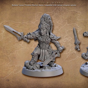 Ishtara, Queen of Golemmar - Artisan Guild | D&D | Female Gnome | NPC | Fighter | 32mm | Pathfinder | Frostgrave | TTRPG | Wargaming