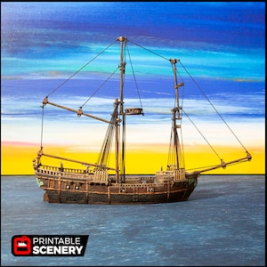 The Brig - The Lost Ships, DnD 5E, Pathfinder 2E 15mm, 28mm, 32mm, wargaming terrain, scatter scenery, D&D age of sail, pirate