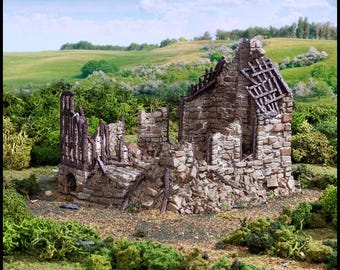 Ruined Barleyway Cottage - King and Country, DnD, Pathfinder, 15mm, 28mm, 32mm, wargaming terrain, scatter scenery D&D medieval village