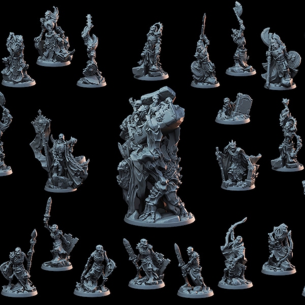 25 dnd Minis Skeleton Army Set - By Arbiter Minitatures - Undead | Necromancer | Wargaming | Pathfinder | Evil | Dead | Bundle | Bulk | Lich