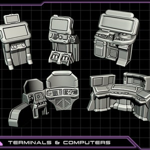 Terminaux et ordinateurs - Ignis Quadrant - EC3D, Infinity, Legion, Sci-fi, Cyberpunk, tabletop terrain, Scatter Scenery