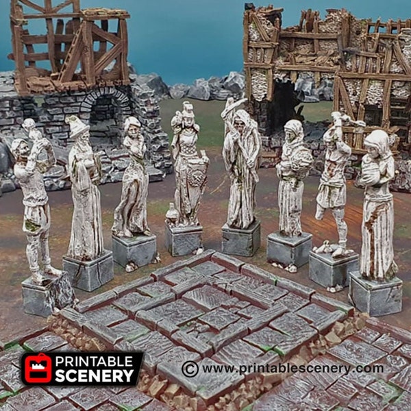 Guardian Statues - Shadowfey Ruins, DnD, Pathfinder, 15mm, 28mm, 32mm, wargaming terrain, scatter, sculpture, D&D, scenery