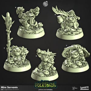 Mire Servants - Cast n Play Mire Volktoads | DnD-miniatuur | Beastmen | Pad | Kikker | Bullywug | Monster | Vijand | Melee | Klein afbeelding 1