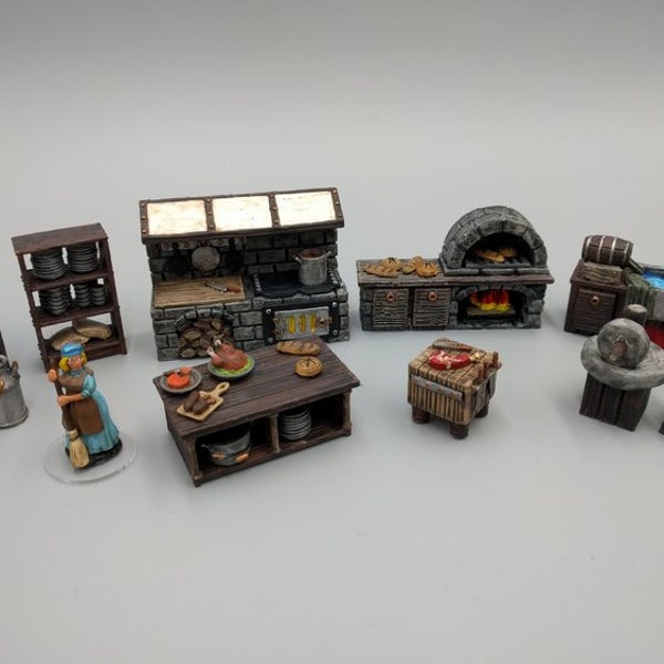 Inn and Tavern Scatter Set 2 - Kitchen - Heroes Hoard | DnD | Tabletop Terrain | Medieval | 32mm | Pathfinder | TTRPG | Wargaming