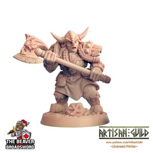 Female Dwarven Defender dnd mini with Axe - Artisan Guild | Fighter | Barbarian | Dwarf | Cleric | Paladin | Pathfinder | TTRPG, Wargaming