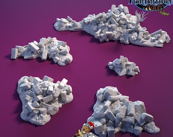 Conjunto de terreno de 5 piezas Stone Debris Piles / Terreno disperso mini premium para juegos de mesa, DnD, juegos de guerra y más.