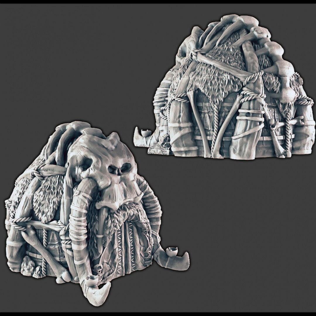 Ice Tribe Hut - Hunter - DND Terrain - EC3D Wilds of Wintertide - Snow, Igloo, Arctic, Cold, Pathfinder 2E, Fantasy, Medieval,