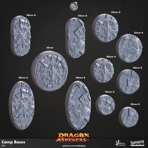 Dragon Seekers Resin Miniature Bases - CnP | DnD Miniature | 25mm | 30mm | 35mm | 50mm | 60mm, Basing | Base | Mini | Pathfinder