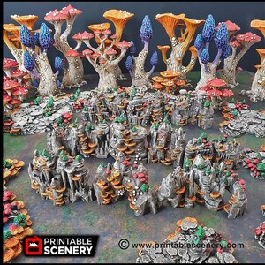 Mushroom Grotto Walls - Printable Scenery | DnD | Clorehaven | Cave | Dungeon | Scene | Scatter Terrain | Wargaming | 28mm 15mm 32mm, Goblin