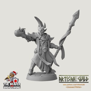 Ashen Alfar Inquisitor F - Dungeons and Dragons | Male | Fighter | Paldin Cleric | Elf Drow DnD 5e Fantasy  Pathfinder 2e 5e Tabletop Mini