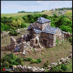 Ruined French Mausoleum - King and Country, dnd Medieval building, Graveyard, Crypt, Wargaming Terrain, Scatter scenery, 28mm 32mm 15mm