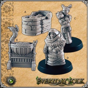 Young to Old-miniset - Familie - EC3D, DnD | Stadsmensen | Alledaagse folk | Baby | 28 mm 32 mm | Verkenner | Fantasie | Dorpsbewoner