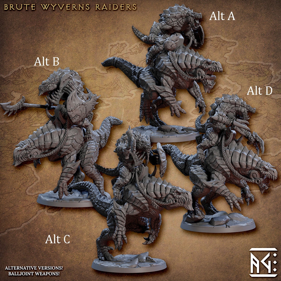 Brute Wyvern Riders - AG - Frostheart Lizardmen | Dnd Miniature ...