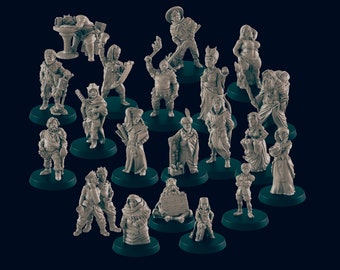 20 Human Villager Miniature Pack - EC3D | DnD | Smithy | Villager | Merchant | Noble | 32mm | Pathfinder | commoner | TTRPG | Wargaming