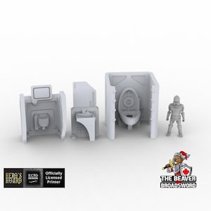 Bathroom Scatter Terrain - Novus Landing, EC3D, Infinity, Legion Sci-fi, Cyberpunk 2077, Wargaming Scenery, Washroom, Realism