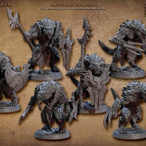 Frostheart Lizardmen - Artisan Guild | DnD Miniature | Lizard | Monster | Ranger | Fighter | Barbarian | Seraphon | Pathfinder 2E, 28mm 32mm