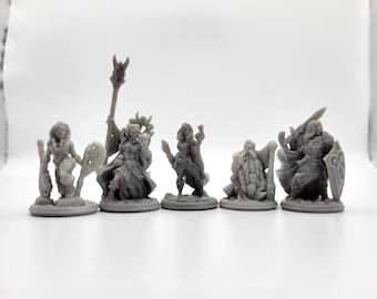 DnD Miniature Party Set 2 - 28mm Adventuring Group - Warlock | Rogue | Fighter Cleric/Paladin | Cleric | Barbarian | Pathfinder