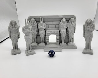 Egyptian Temple Facade / statues - DND and Wargaming Terrain, EC3D - Desert Miniatures | Temple | Sand | Dunes, Scatter Scenery, Pathfinder