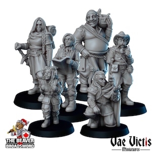 Explorers Camp Mini Set - Vae Victis | Elf | Orc | Human | Ranger | Fighter | Cook | Cartographer | Adventurer |  Wargaming | Pathfinder