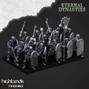 Ancient Skeletons with Melee Weapons - Highlands Miniatures | Undead | Skeleton | Lich | Ancient | Desert | Fantasy | Pathfinder | Wargaming
