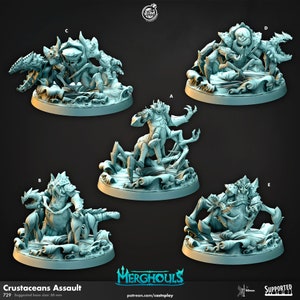 Crustacean Assault - dnd and wargaming miniature - Merfolk, Pathfinder, Aquatic, Crab, Shellfish, Fighter, Monster, Underwater, Deep Sea