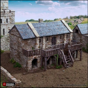 Black Rock Barracks - King and Country, DnD building | Pathfinder | Castle | Fort | Wargaming Terrain | Scatter scenery, Medieval, 28mm 32mm