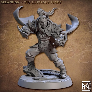Seraphion, Hechicero Élfico miniatura de 28/32 mm - Gremio de Artesanos / Alfar / Drow / Masculino / Mago / Brujo / Pathfinder / Wargaming / Bosque / Madera