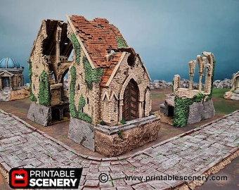 Ruined Nave and Chancel - Shadowfey Ruins, DnD, Pathfinder 15mm, 28mm, 32mm, wargaming terrain, Church, Cathedral, Ruins