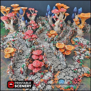 Mushroom Grotto Tunnels - Printable Scenery | DnD | Cave | Dungeon | Scene | Scatter Terrain | Wargaming | Pathfinder | 28mm 15mm 32mm