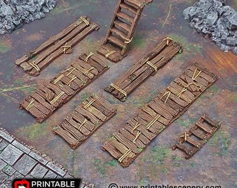 Kładki, schody i drabiny – ruiny Shadowfey, DnD, Pathfinder, 15 mm, 28 mm, 32 mm, teren do gier wojennych, rozrzut, D&D, sceneria