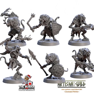 Mini set de Sandfang Ratkins de 28/32 mm - Gremio de Artesanos / Animal / Rata / Ratón / Luchador / Gente rata / Bárbaro / Pathfinder / Wargaming / Pícaro