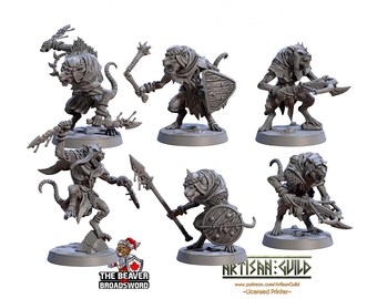 Sandfang Ratkins  28/32mm mini set - Artisan Guild | Animal | Rat | Mouse | Fighter | Ratfolk | Barbarian | Pathfinder | Wargaming | Rogue