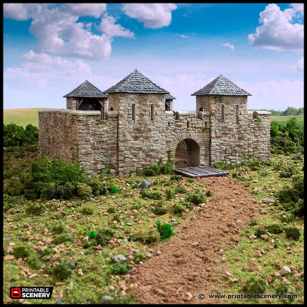 Norman Fort Walls - Basic Walls - King and Country, DnD, Pathfinder, 15mm, 28mm, 32mm, wargaming terrain, scatter scenery, medieval castle
