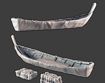 Fishing Boat and Gear - DND & Wargaming Terrain - EC3D Wilds of Wintertide, Tribe, Arctic, Cold, scatter scenery, Pathfinder 2E, Fantasy