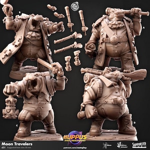 Moon Travelers - Cast n Play Huppus Space Mercenaries | DnD Miniature Giff, Hippo, Artificer, Bard, Rogue, Fighter, Ranger, Ranged, Guns
