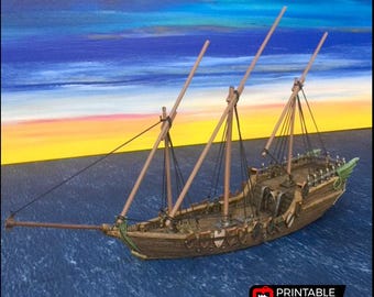 Dhow - The Lost Ships, DnD 5E, Pathfinder 2E 15mm 28mm 32mm, wargaming terrain, scatter scenery, D&D age of sail pirate