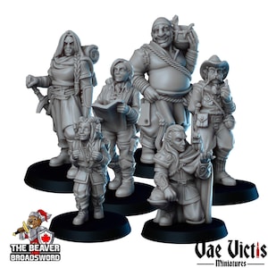 Miniset de Campamento de Exploradores: Vae Victis / Elfo / Orco / Humano / Explorador / Luchador / Cocinero / Cartógrafo / Aventurero / Wargaming / Pathfinder