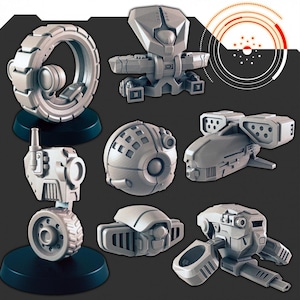 Mini-ensemble robots et drones de science-fiction - EC3D | Légion | Cyberpunk | Chercheur d'étoiles | Science-fiction | Robots | Futuriste | Cybernétique | Drone | Scout | Sentinelle