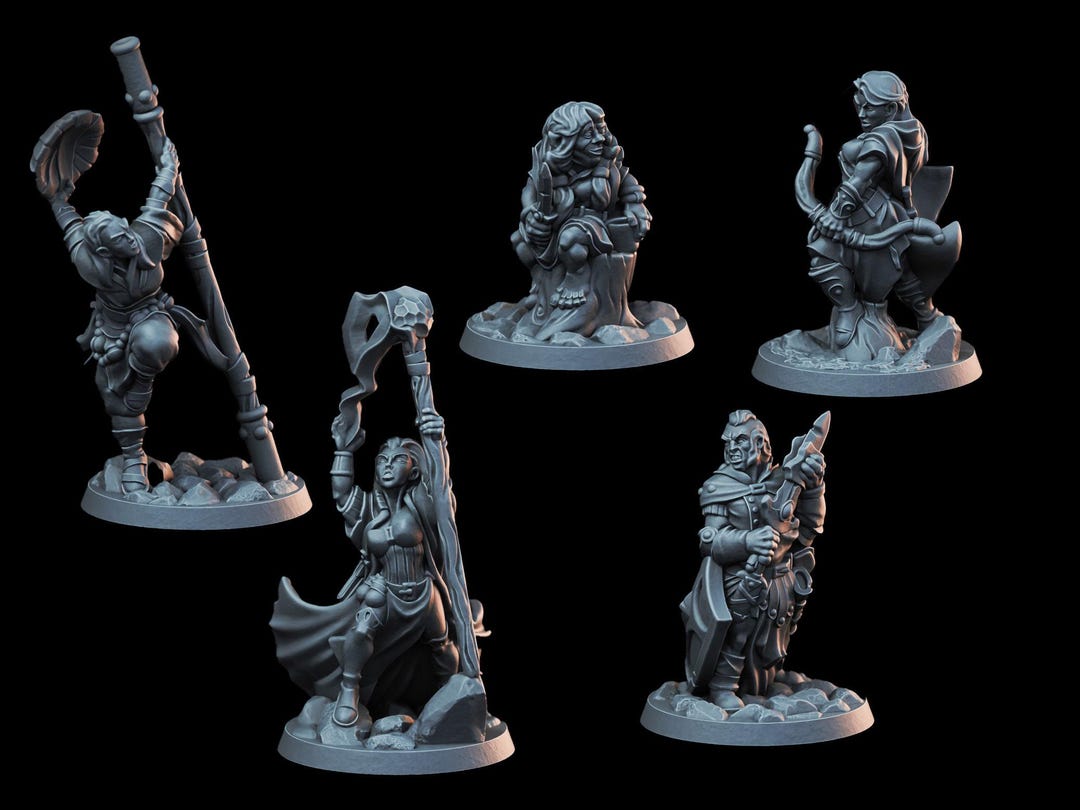 Dnd Miniature Party Set 9 - 28mm Adventuring Group - Ranger | Fighter ...