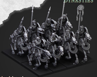 Caballería esquelética antigua con lanzas - Highlands Miniatures / No muertos / Esqueleto / Lich / Caballo / Desierto / Fantasía / Pathfinder / Wargaming