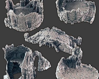 Wintry / Regular Ruins - DND & Wargaming Terrain - EC3D Wilds of Wintertide, Snow, Arctic, Cold, scatter scenery, Pathfinder 2E, Fantasy