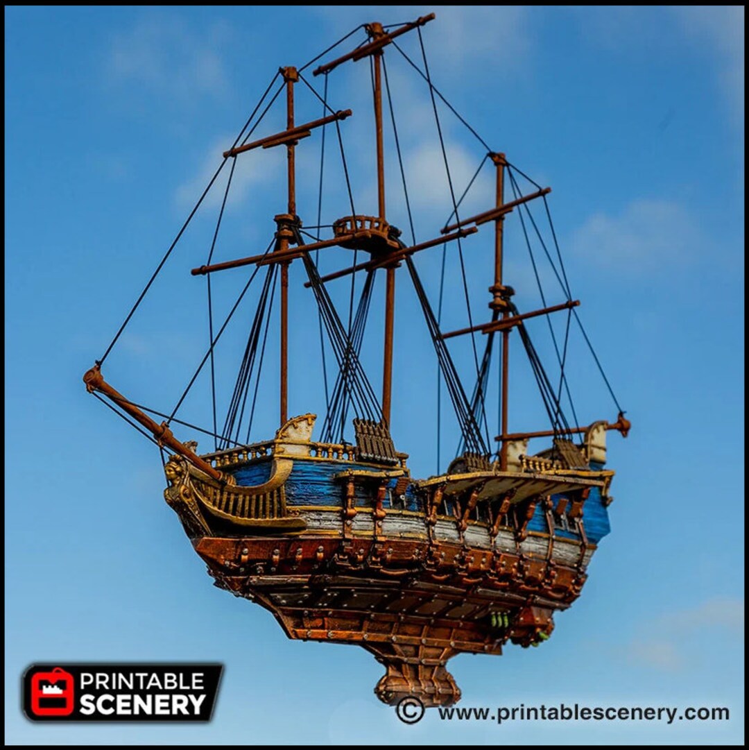 Flying Frigate the Lost Ships, Dnd 5E, Pathfinder 2E 15mm 28mm 32mm