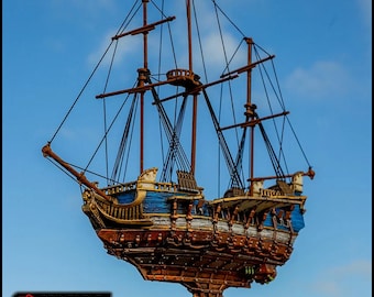 Flying Frigate - The Lost Ships, DnD 5E, Pathfinder 2E 15mm 28mm 32mm, wargaming terrain, scatter scenery, D&D age of sail pirate